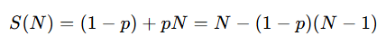 Gustafson's Law scaled-speedup formula