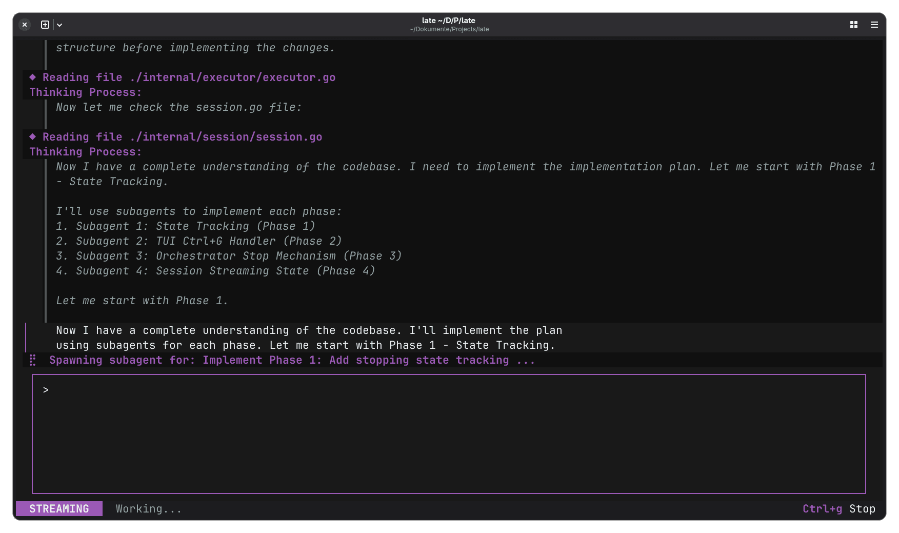 Late deterministic coding-agent orchestrator architecture overview