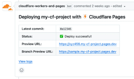 Cloudflare Workers supports preview URLs