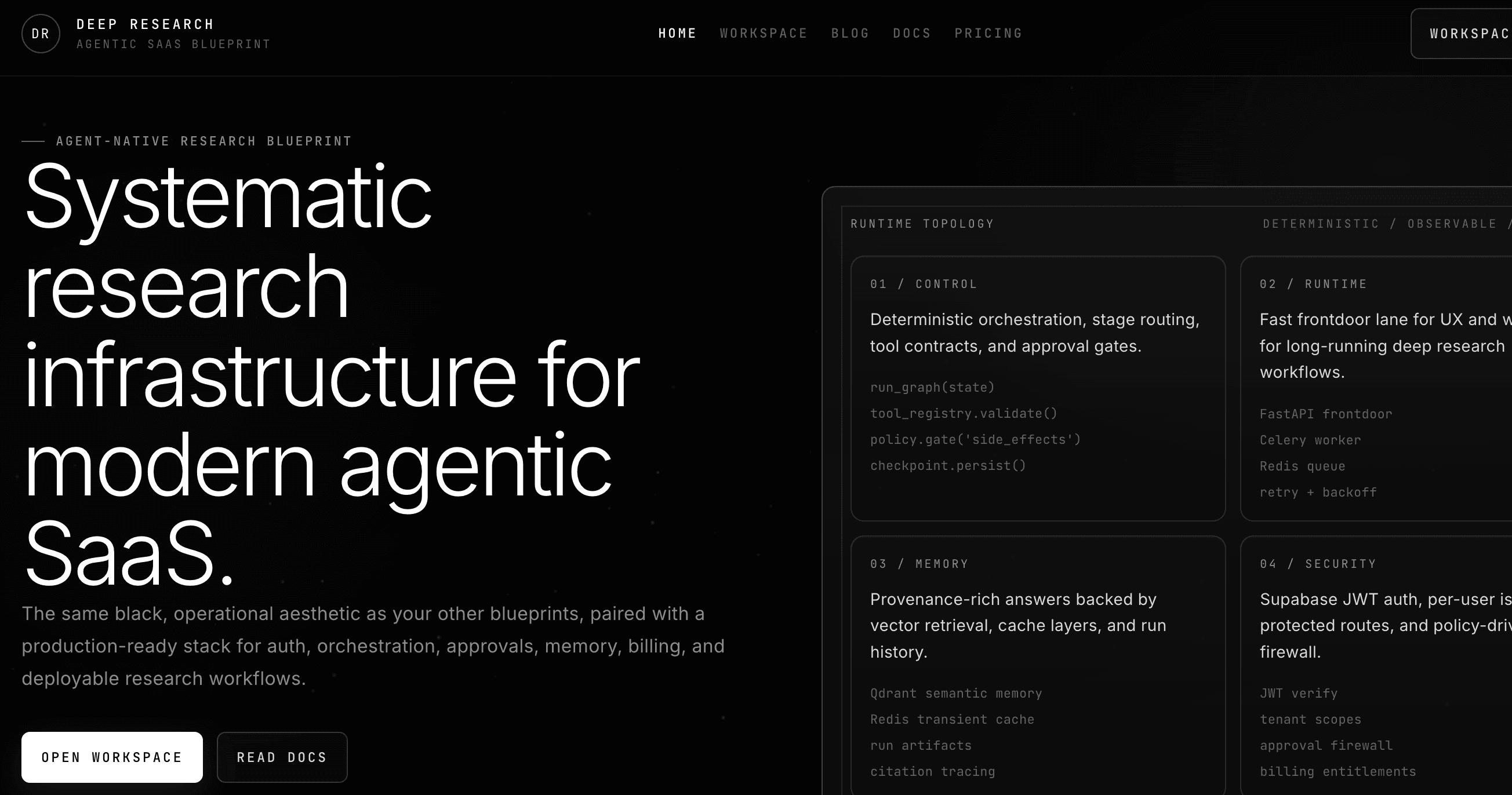 Deep Research Landing Page