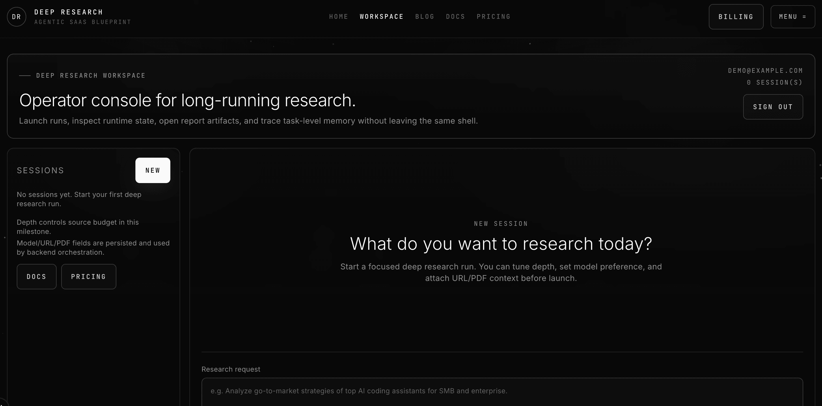 Deep Research User Console