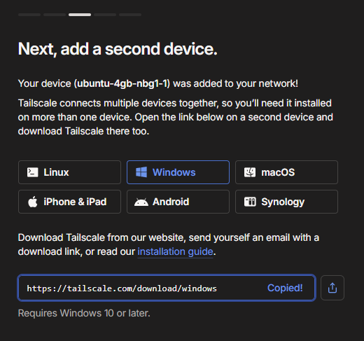 Tailscale installation