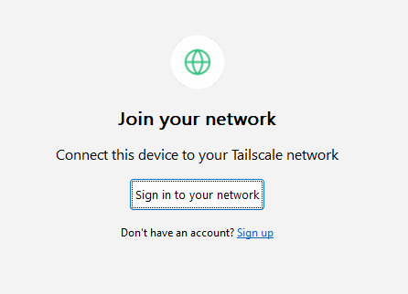 Tailscale sign-in to network from local device